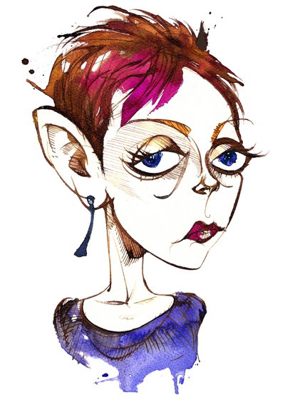 Tansy Davies, English composer (born 1973); caricature by Neale Osborne
